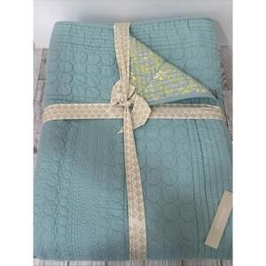 Field Gear 100% Cotton Full/Quern Reversible Quilt Aqua & Floral Pattern NEW